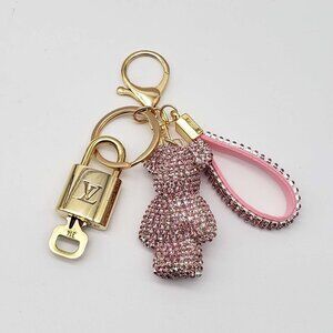 Authentic LV Louis Vuitton Gold Lock & Key 🔑 Unbranded Bear Keychain Charm